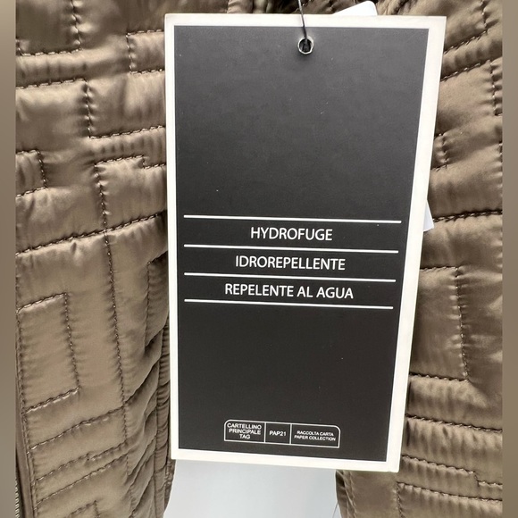 GUESS Quilted Metallic Satin Moto Jacket Desert Green Cropped XS - Picture 12 of 17